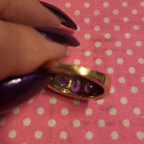 Iolite & Diamond Accent Trilogy Gold Vermeil/ Sterling Ring - Picture 5 of 7